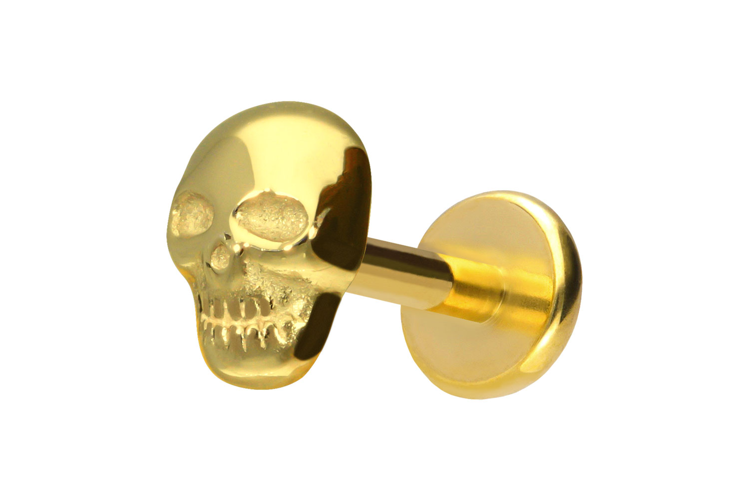 Titan Labret Piercing mit Push Fit TOTENKOPF